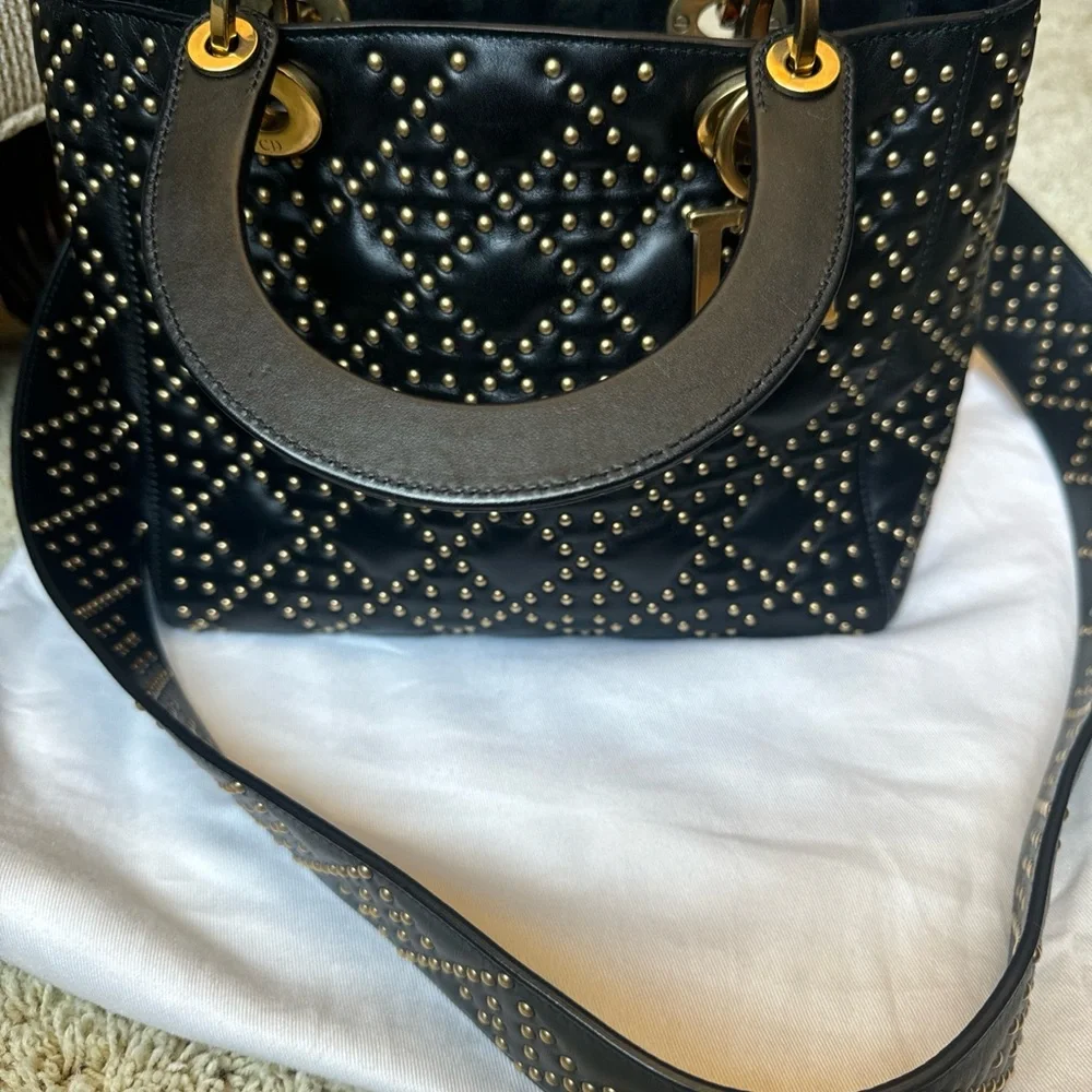 Lady Dior Black with Gold Studs Cannage Bag. Like new. Only used a few times. - Picture 13 of 14
